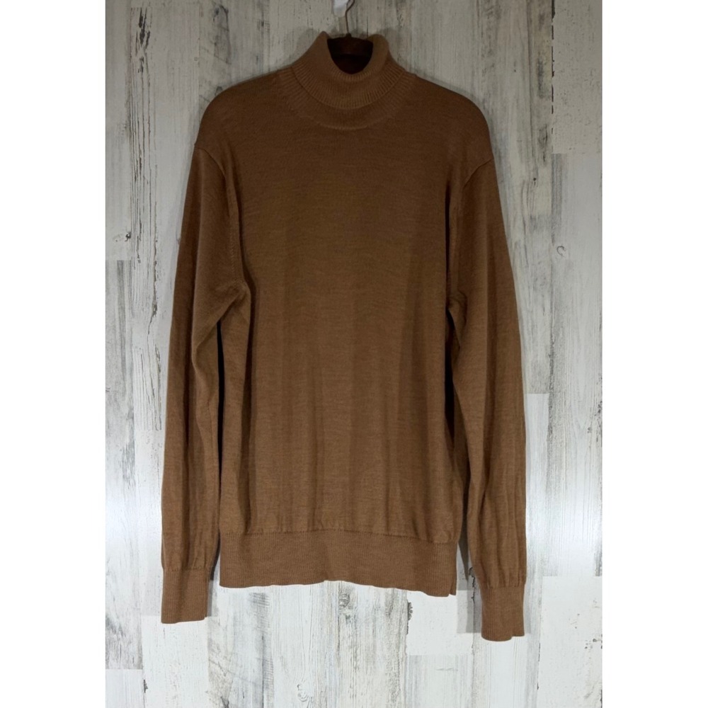 Bonobos Turtleneck Sweater Large Camel Brown Extra Fine Merino Wool Classic
